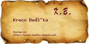 Krecs Beáta névjegykártya